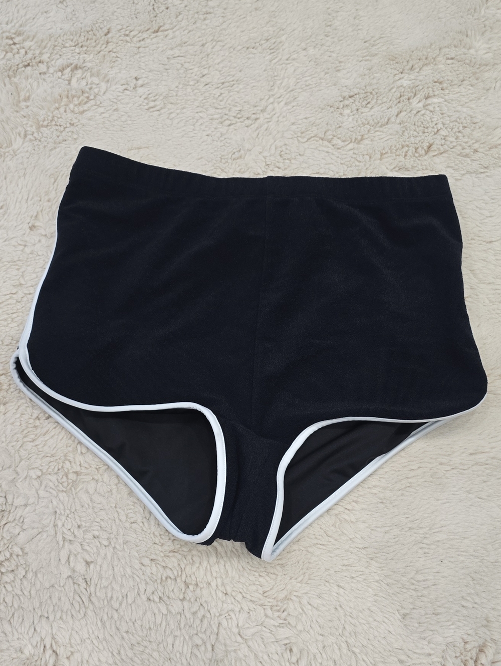 High-Waist Black Athletic Shorts with White Trim